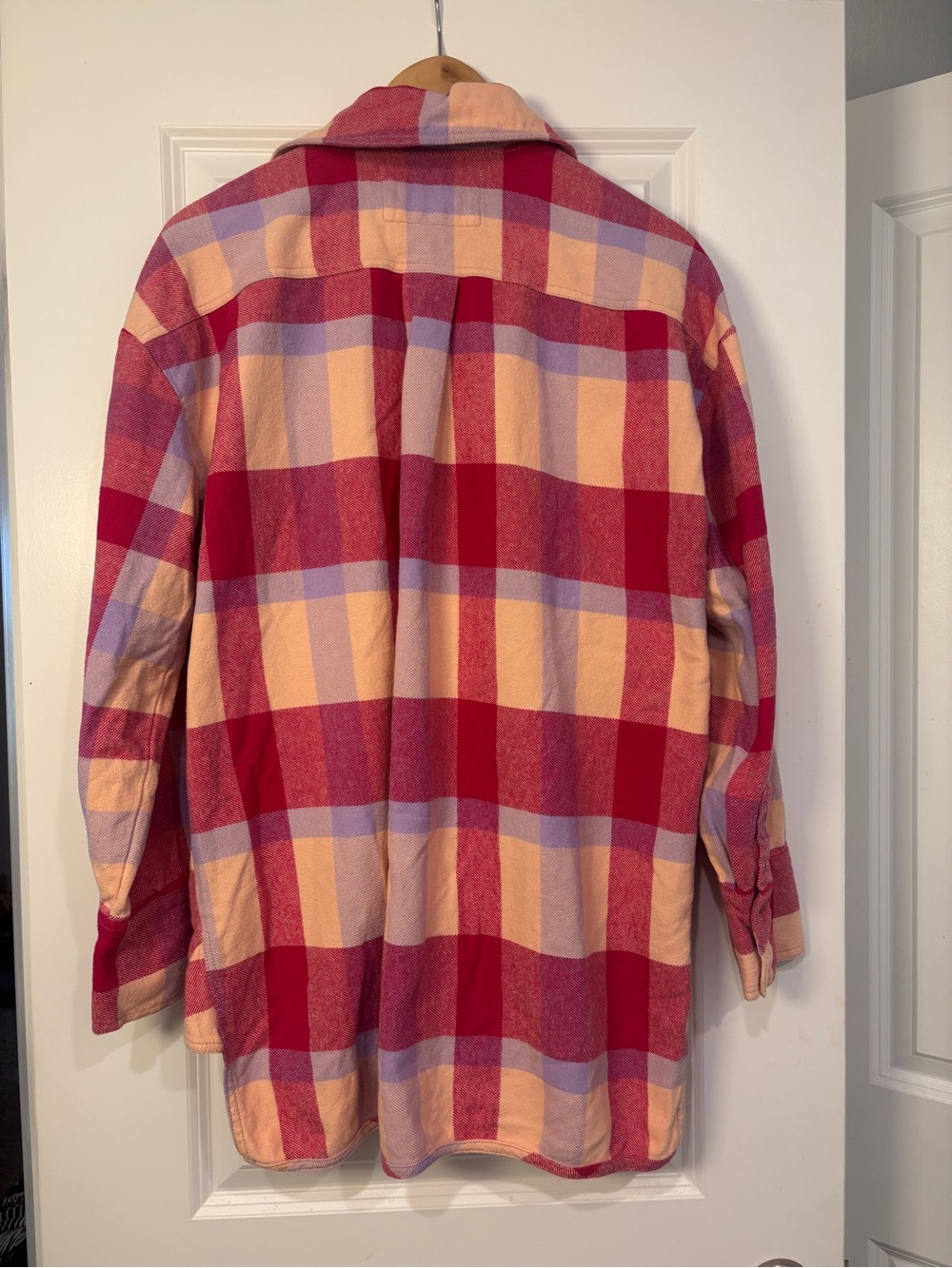 Free People We The Free Pink Plaid Izzy Cargo Shacket - Picture 3 of 6